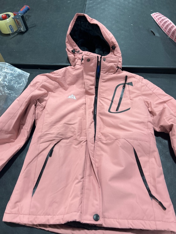 Photo 2 of MOERDENG Women's Plus Size Warm Winter Coat Hooded Waterproof Ski Jacket Mountain Windbreaker Coats Small Pink