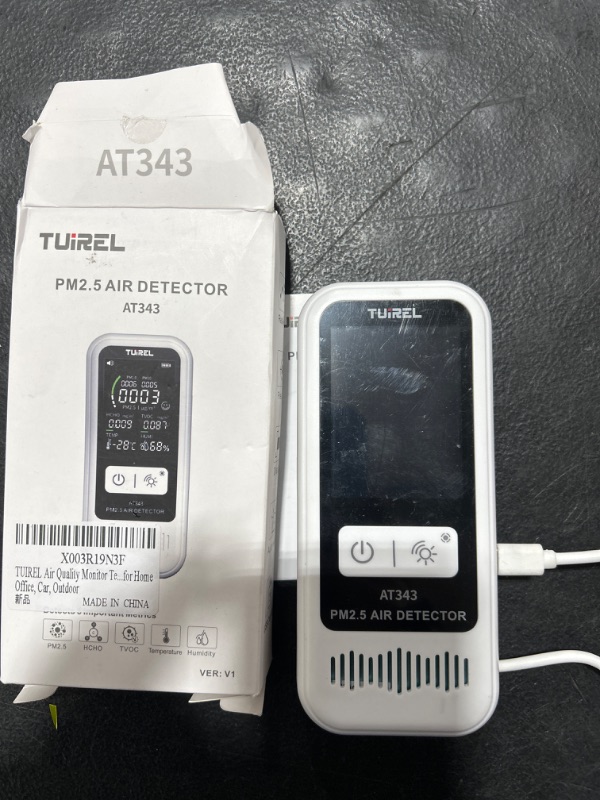 Photo 2 of TUIREL Air Quality Monitor Tester, Air Quality Detector with LCD Digital Display, Air Pollution Detector Meter, PM2.5/1.0/10 HCHO TVOC Tester Temperature & Humidity Meter for Home Office, Car, Outdoor