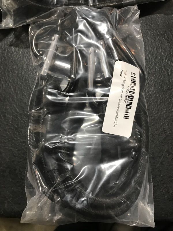 Photo 2 of Yuxh 24" Bungee Cord with Carabiner Hooks Black 2 Pcs Black24in2pack