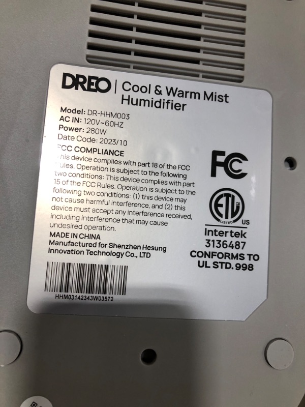 Photo 1 of Dreo Cool & Warm Mist Humidifier, 6L Tank, Top Fill Humidifier for Plants, Baby, Indoor, Humidifier for Bedroom with Precise Humidity Sensor, 60Hrs Routime, Indicator Light, Dual-aromapad Tray, HM713 White Standard