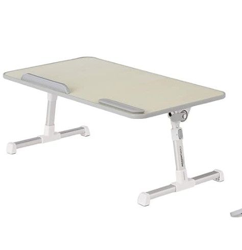 Photo 1 of Amazon Basics Adjustable Laptop Tray Table - Lap Desk Fits up to 17-Inch Laptop - Medium, Silver