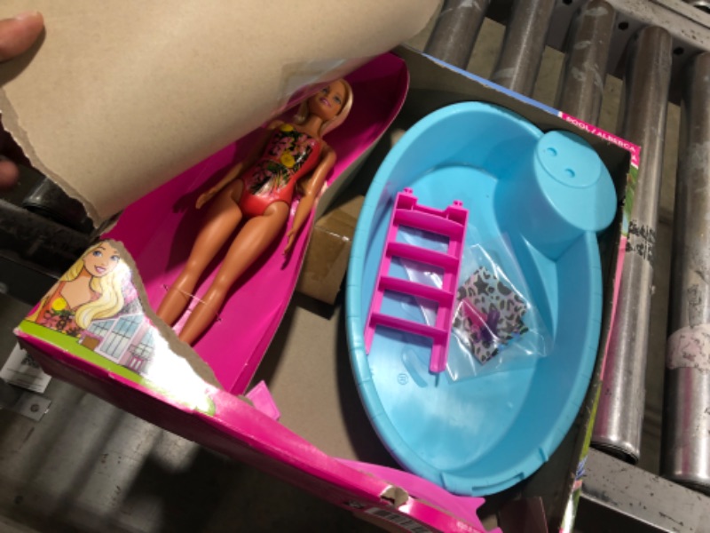 Photo 2 of ?Barbie Doll, 11.5-Inch Blonde, and Pool Playset with Slide and Accessories, Gift for 3 to 7 Year Olds