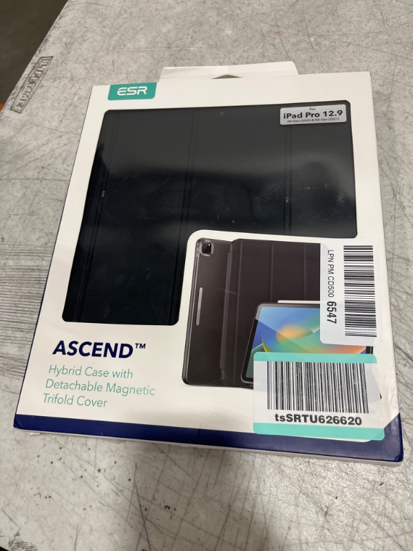 Photo 2 of ESR Hybrid Trifold Case Compatible with iPad Pro 12.9 Inch (2022/2021), Detachable Magnetic Cover, Tough Back Case, Pencil 2 Wireless Charging, Slim and Light, Ascend Series, Frosted Black