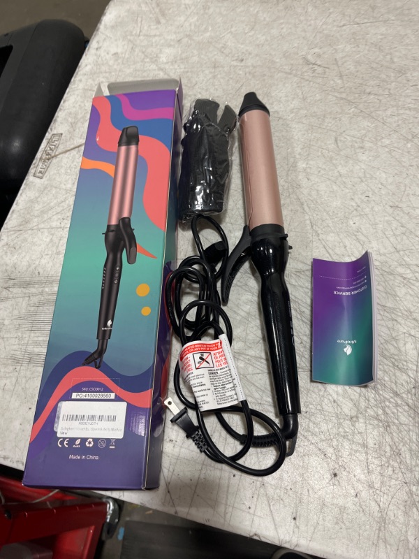 Photo 2 of Curling Iron 1 1/2-inch Dual Voltage Instant Heat with Extra-Smooth Tourmaline Ceramic Coating, Glove Included by MiroPure Rose Gold