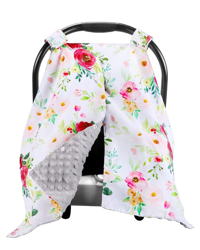 Photo 1 of Baby Car Seat Cover for Girls-2 in 1 Car Seat Covers for Babies, Carseat Canopy for Boys Mom Nursing Cover, Newborn Baby Girl Car Seat Cover with Peekaboo Opening for Winter
