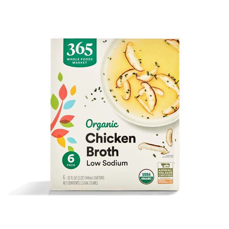 Photo 1 of 365 by Whole Foods Market, Organic Low Sodium Chicken Broth 6 Pack, 32 Fl Oz
