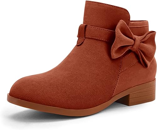 Photo 1 of Batermoon Girls' Ankle Boots Kids Cute Bowknot Low Heel Side Zipper Winter Shoes - 3Y
