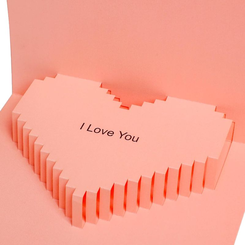 Photo 2 of  Pop-Up Pink-Heart Card, 3D Pop-up Greeting Cards, for Valentine's Day, Mothers Day, Fathers Day, Birthday, Anniversary, Graduation, Wedding, Size 7.87’‘ x 5.9’‘
