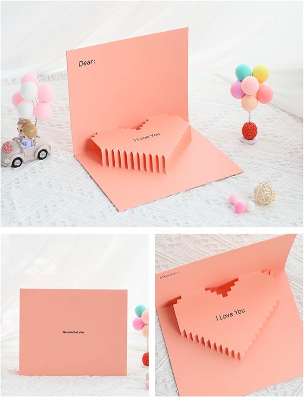 Photo 1 of  Pop-Up Pink-Heart Card, 3D Pop-up Greeting Cards, for Valentine's Day, Mothers Day, Fathers Day, Birthday, Anniversary, Graduation, Wedding, Size 7.87’‘ x 5.9’‘