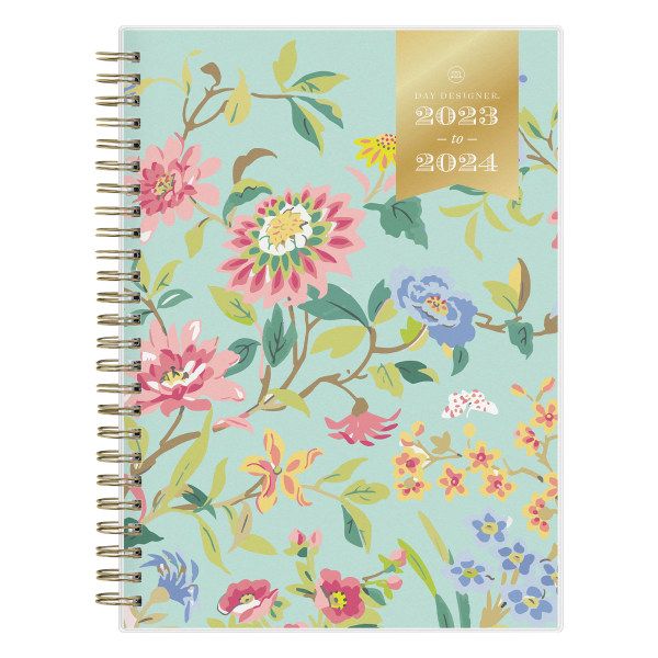 Photo 1 of 2023-2024 Blue Sky Day Designer Climbing Floral Mint 5.88" X 8.63" Academic Weekly & Monthly Planner(137884-A24)