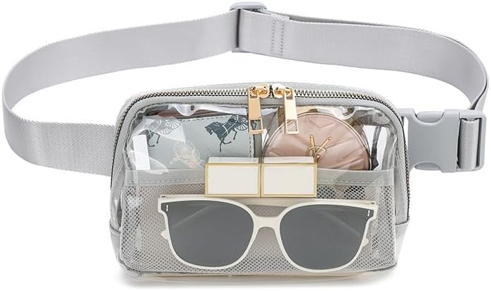 Photo 1 of Clear Fanny Pack Stadium Approved-Clear Belt Bag for Women TPU Clear Waist Bag for Stadiums Concerts Festivals (Gray) 