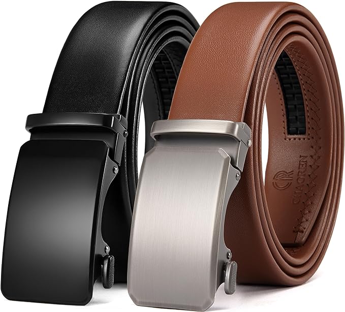 Photo 1 of CHAOREN Ratchet Belts for Men 2-Pack - Stylish Leather Belts in Gift Set 35mm 