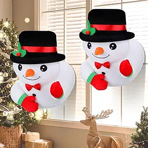 Photo 1 of 2 pcs 15 inch Christmas Window Snowman Decorations Christmas Flying Snowman Broken Window Hanging Decorations Christmas Stuffed for Christmas Window Hanging Outdoor Indoor Decorations