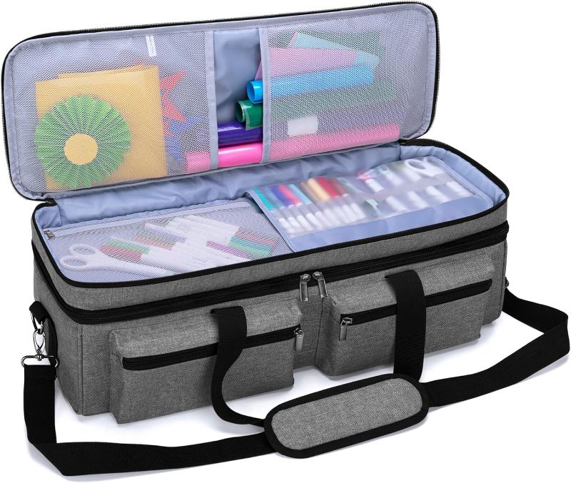 Photo 1 of  Double-layer Bag Compatible with Cricut Explore Air (Air2) and Maker, Carrying Bag Compatible with Cricut Die-Cut Machine and Supplies (Bag Only, Patent Design), Gray