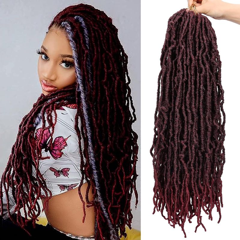 Photo 1 of Faux Locs 22 inch New Soft Locs Pre Looped Faux Locs Crochet Braids For Natural Butterfly Locs Crochet Hair For Fashion Women Goddess Locs Synthetic Braiding Hair Extensions(7packs, 1b/bug) 