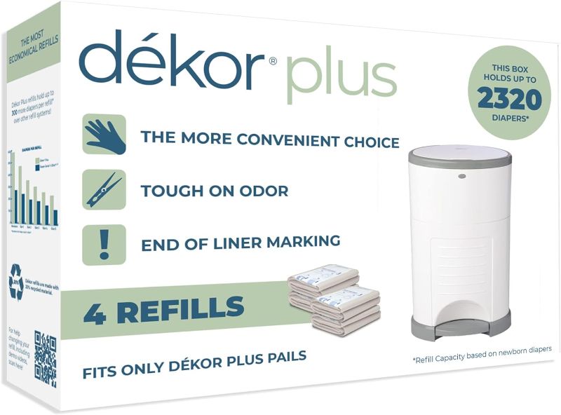 Photo 1 of Dekor Plus Diaper Pail Refills | 4 Count | Most Economical Refill System | Quick