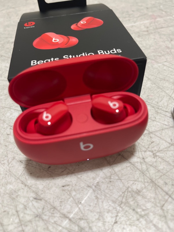 Photo 2 of Beats Studio Buds - True Wireless Noise Cancelling Earbuds - Compatible with Apple & Android, Built-in Microphone, IPX4 Rating, Sweat Resistant Earphones, Class 1 Bluetooth Headphones Red - SEALED OPEN BOX FOR PHOTOS - 