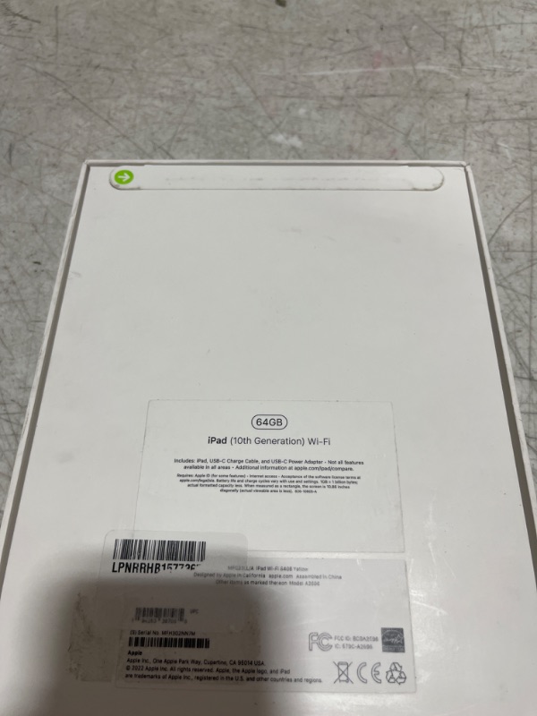 Photo 6 of Apple iPad (10th Generation): with A14 Bionic chip, 10.9-inch Liquid Retina Display, 64GB, Wi-Fi 6, 12MP front/12MP Back Camera, Touch ID, All-Day Battery Life – Yellow - SEALED OPEN BOX FOR PHOTOS 
