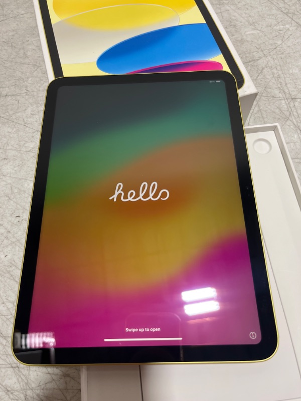 Photo 1 of Apple iPad (10th Generation): with A14 Bionic chip, 10.9-inch Liquid Retina Display, 64GB, Wi-Fi 6, 12MP front/12MP Back Camera, Touch ID, All-Day Battery Life – Yellow - SEALED OPEN BOX FOR PHOTOS 
