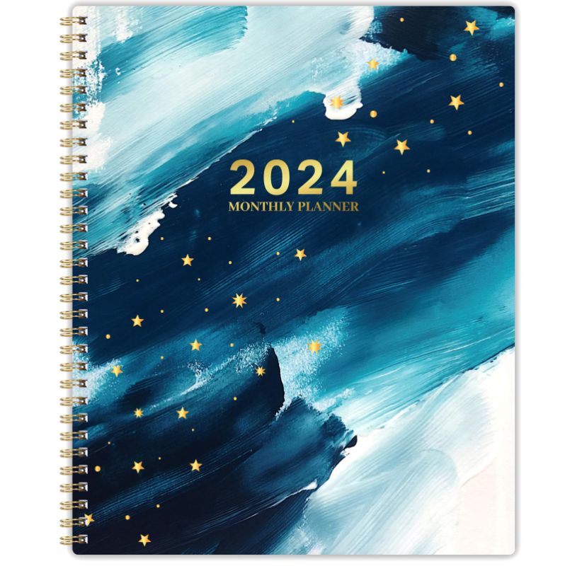 Photo 1 of Monthly Planner 2024-2024 Monthly Planner/Calendar, Jan 2024 - Dec 2024, 9" x 11", 2024 Planner Spiral Bound, 2024 Calendar 12 Month Planner with Tabs & Note Pages, Two-Side Pocket