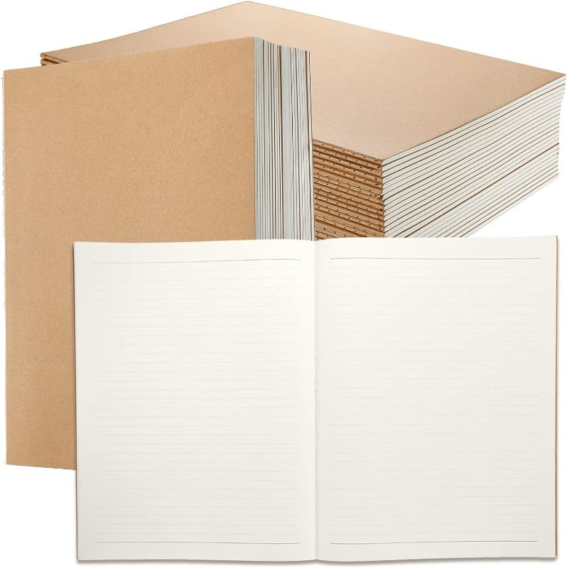 Photo 1 of 24 Pack Kraft Notebooks Bulk Set Large Kraft Brown Cover Notebooks 8.5 x 11 inch 60 Pages Subject Notebooks for Students Office School Notes Writing Supplies (Dotted Grid)