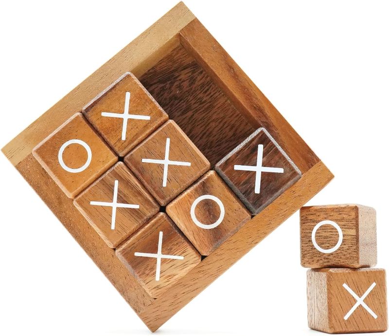 Photo 1 of BSIRI Tic Tac Toe for Kids and Adults Coffee Table Living Room Decor and Desk Decor Family Games Night Classic Board Games Wood Rustic for Families Size 4 Inch 