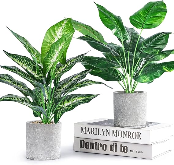 Photo 1 of 2pcs 16" Fake Plants Artificial Plants for Farmhouse Bathroom Kitchen Office Home Decor Indoor