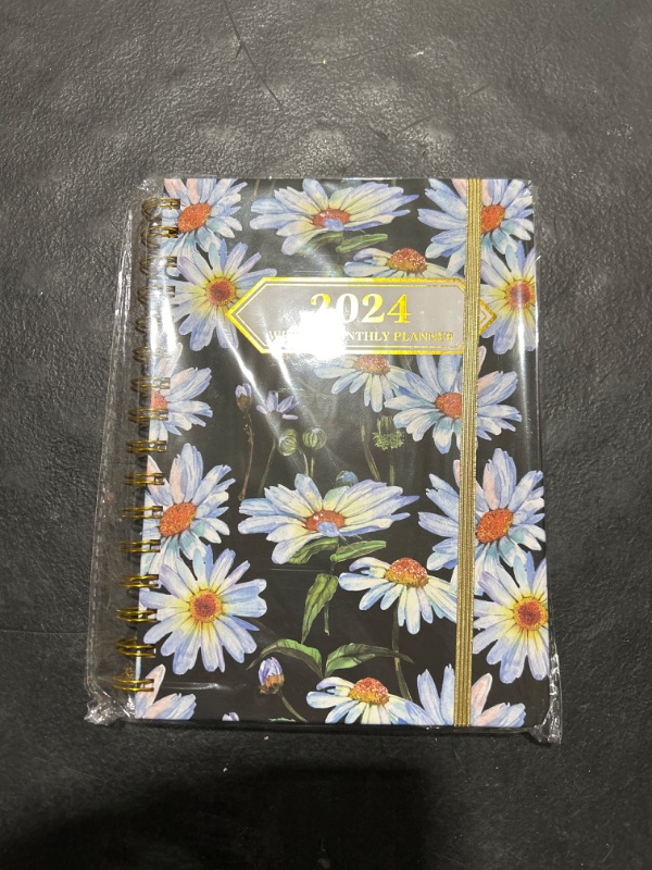 Photo 2 of 2024 Planner, 12-Month Weekly Monthly Planner from JAN.2024 to DEC.2024, 8.4" X 6", Spiral Planner Notebook with Stickers, Elastic Closure, Inner Pocket, Sticky Index Tabs, Floral 03