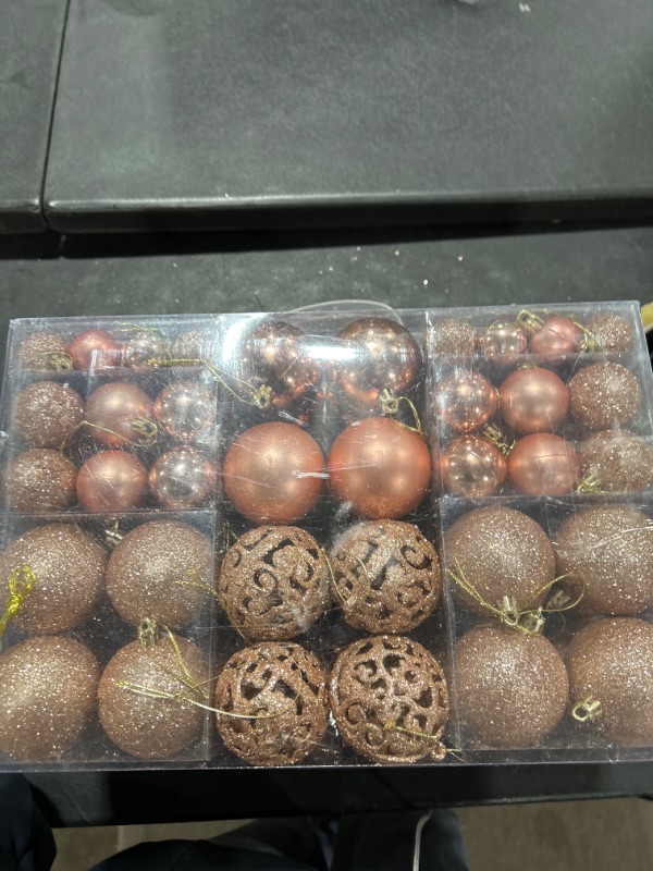 Photo 1 of 100PCS Christmas Tree Balls Ornaments, Pink Christmas Ball Ornaments for Christmas Tree, Shatterproof Hanging Christmas Tree Decoration Rose Gold