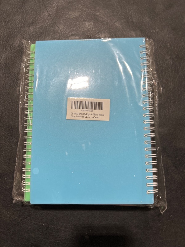 Photo 2 of 4 Pack Spiral Notebooks, A5 Thick Plastic Hardcover Notebook 5.9 x 8.3 Inch 5 x 5mm Dot Grid Paper 80 Sheets Notebooks for Work, School, Note Taking, Journal A5: 5.9" x 8.3" Dotted
