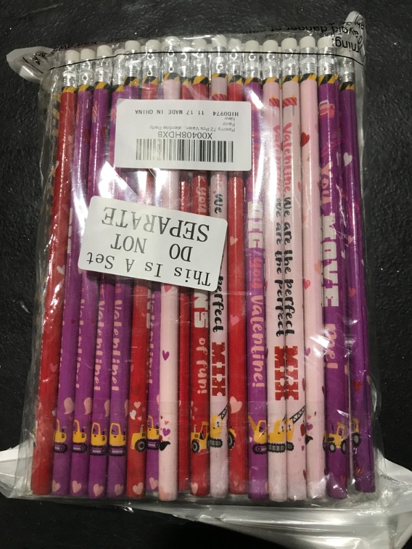 Photo 1 of SET OF 72 WOODEN VALENTINE PENCILS 