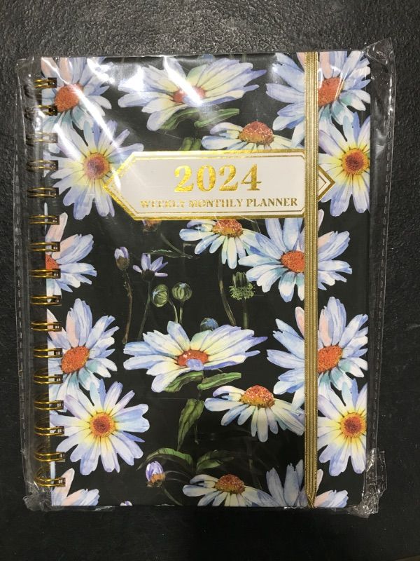 Photo 2 of Ymumuda 2024 Planner, 12-Month Weekly Monthly Planner from JAN.2024 to DEC.2024, 8.4" X 6", Spiral Planner Notebook with Stickers, Elastic Closure, Inner Pocket, Sticky Index Tabs, Floral 03