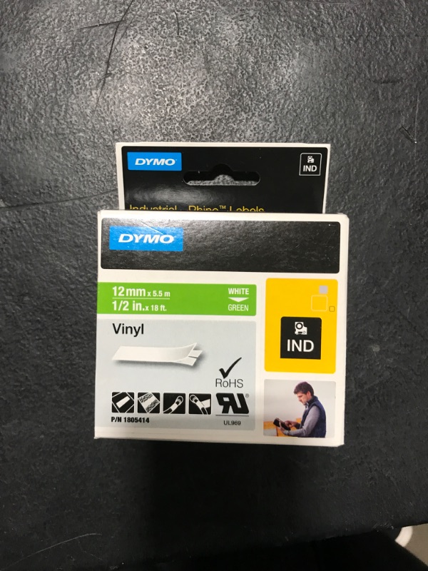 Photo 1 of Dymo RHINO 1/2" GREEN VINYL-12MM