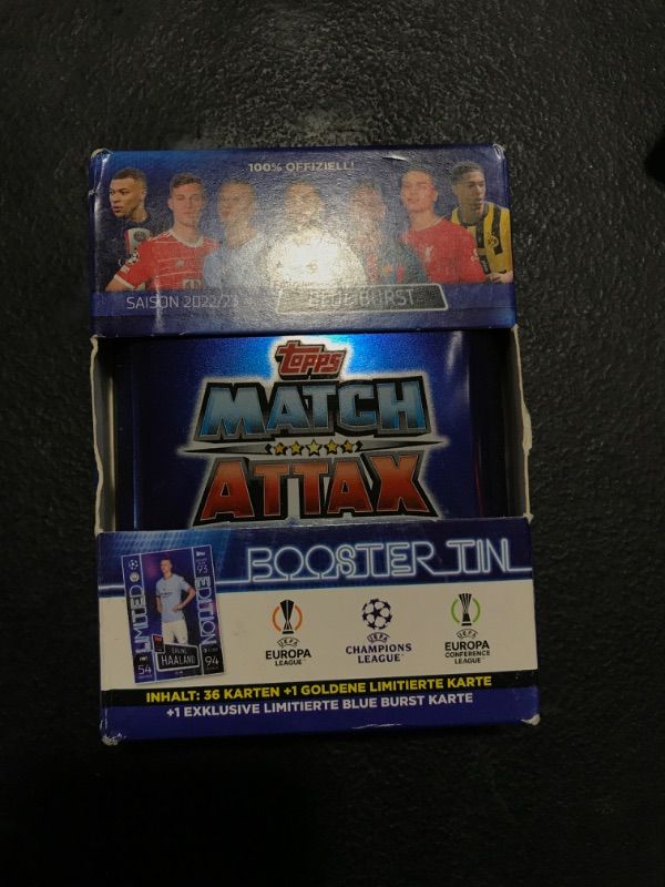 Photo 2 of 2022-23 Topps Match Attax Champions League Cards - Blue Mini Tin (38 Cards + 2 LE)