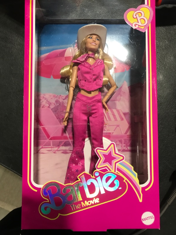 Photo 3 of Barbie: The Movie Collectible Doll Margot Robbie as in Pink Western Outfit, Pink,silver