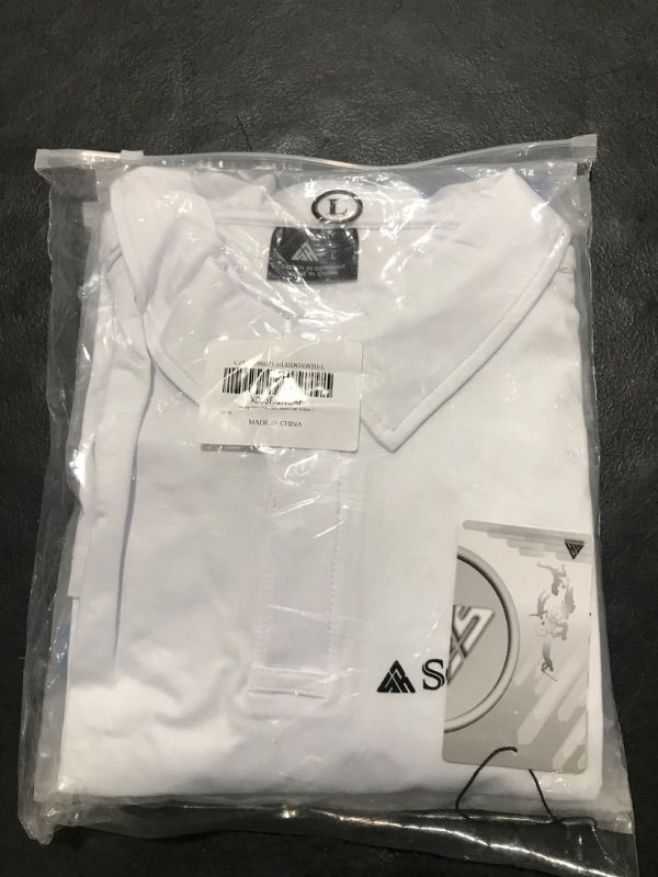 Photo 1 of Men's Polo Shirts Short Sleeve Performance Moisture Wicking Athletic Casual Collared Sports Golf T-Shirts Large P-170 3pcs Blue/Dark Grey/White