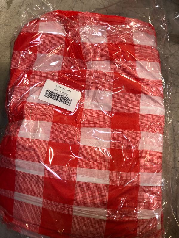 Photo 2 of 10 pcs Christmas Tablecloth Premium Plastic Dark red Checkered BBQ Tablecloth - Gingham Checkerboard Disposable Plastic Tablecloth 78 inch