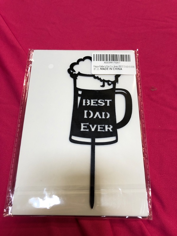 Photo 2 of Happy Father's Day Cake Topper Cupcake Picks Black "BEST DAD EVER" Acrylic Cake Toppers for Father's Day Party Cupcake Decorations (BEST DAD EVER)