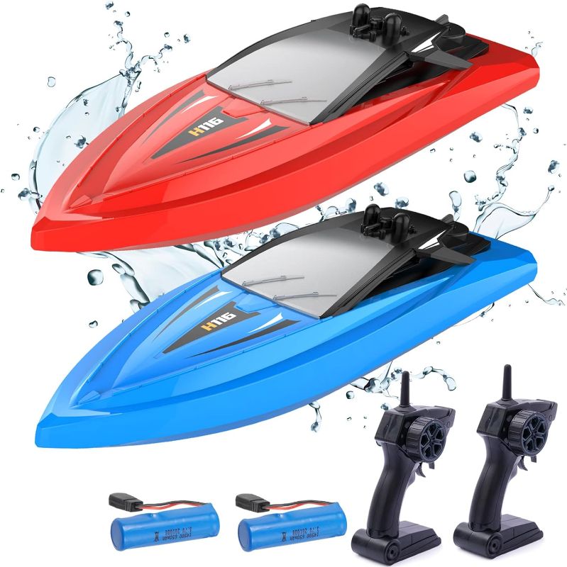 Photo 1 of Detsnik H116 2Pack Remote Control Boat for Boys and Girls 4-7,8-12, Mini Remote Control Boat for Pools and Lakes with Whole Body Waterproof,Rechargeable Battery,Low Battery Alarm,2.4GHz,12+KMH
