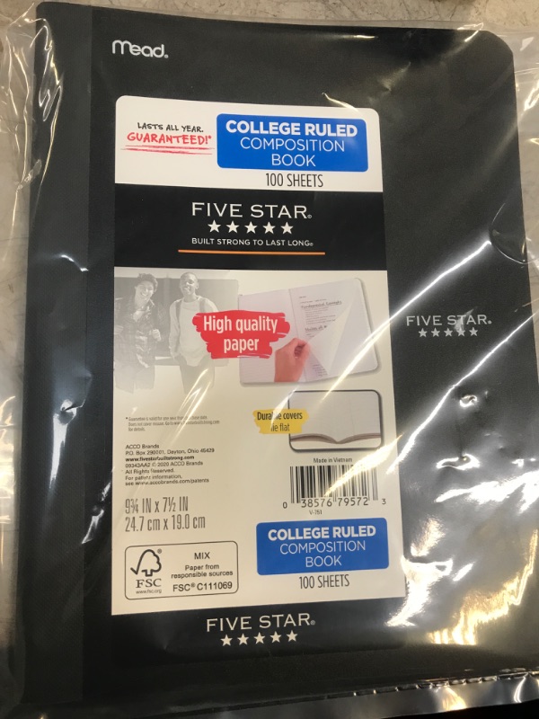 Photo 1 of MEAD COLLEGE RULED FIVE STAR 100 SHEETS NOTEBOOK BLACK