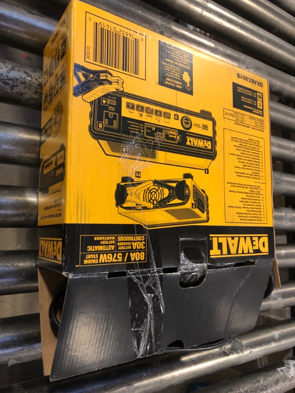 Photo 2 of DEWALT DXAEC801B 30 Amp Bench Battery Charger: 80 Amp Engine Start, 2 Amp Maintainer, 120V AC Outlet, 3.1A USB Port, Battery Clamps Single Battery Charger