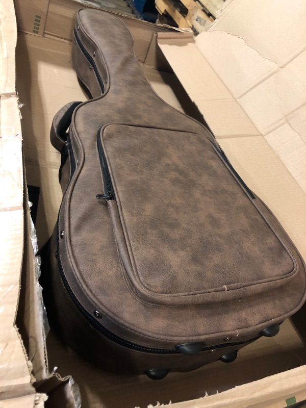 Photo 2 of CAHAYA Acoustic Guitar Case Hardshell 0.8in Thick Padding Waterproof PU Design Easy Cleaning with 3 Pockets and Storage Box Inside for 40 41 inch Acoustic Guitar Travel Case for Air Consignment CY0227
