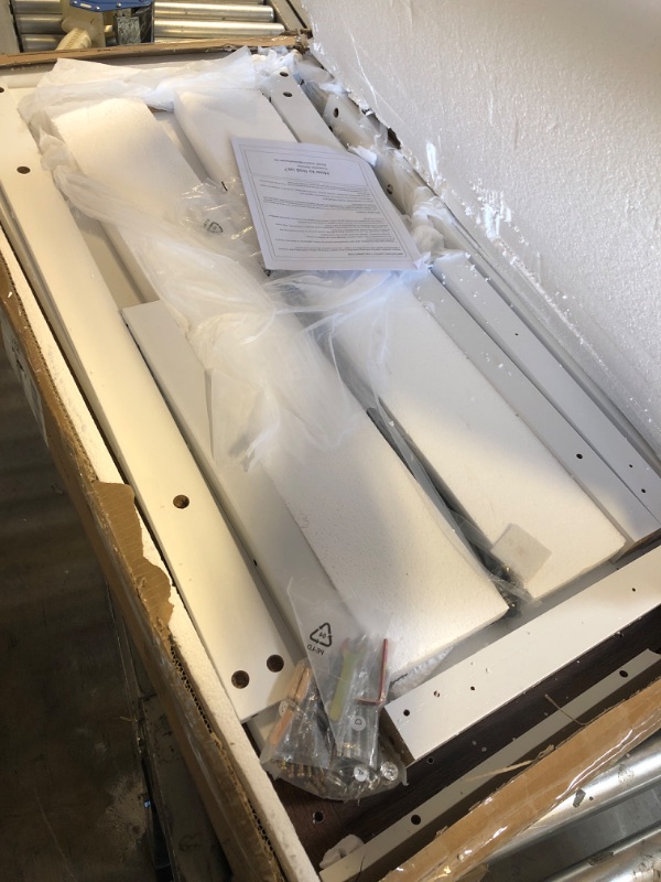 Photo 1 of IDEALHOUSE Farmhouse Coffee Table 2-Tier Rustic Center Table Living Room Rectangle Cocktail Table Vintage Wood Look Tea Table with Shelf and X Metal Frame, Easy Assembly White/Brown