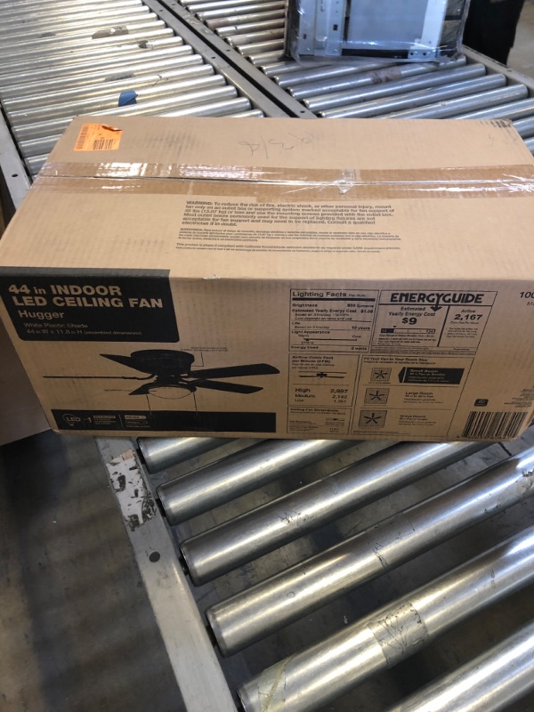 Photo 1 of Hugger 44 in. LED Indoor Matte Black Ceiling Fan with Light Kit