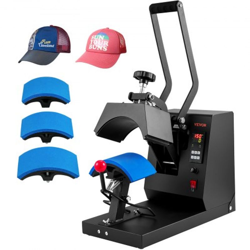Photo 1 of Hat Heat Press, 4-in-1 Cap Heat Press Machine, 6x3inches Clamshell Sublimation Transfer, LCD Digital Timer Temperature Control with 4pcs Curved Heating Elements (6x3/6.7x2.7/6.7x2.7/8.1x3.5)
