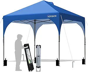 Photo 1 of 10x10 Pop Up Canopy Tent, Outdoor Instant Sun Shelter - Green, Included 1 x Rolling Storage Wheeled Bag, 4 x Guylines, 8 x Stakes 10'x10' Basic BLUE SILVER
