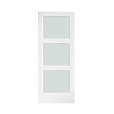 Photo 1 of 36 in. x 84 in. 3 Frosted Glass Solid Core White Finished Interior Barn Door Slab
