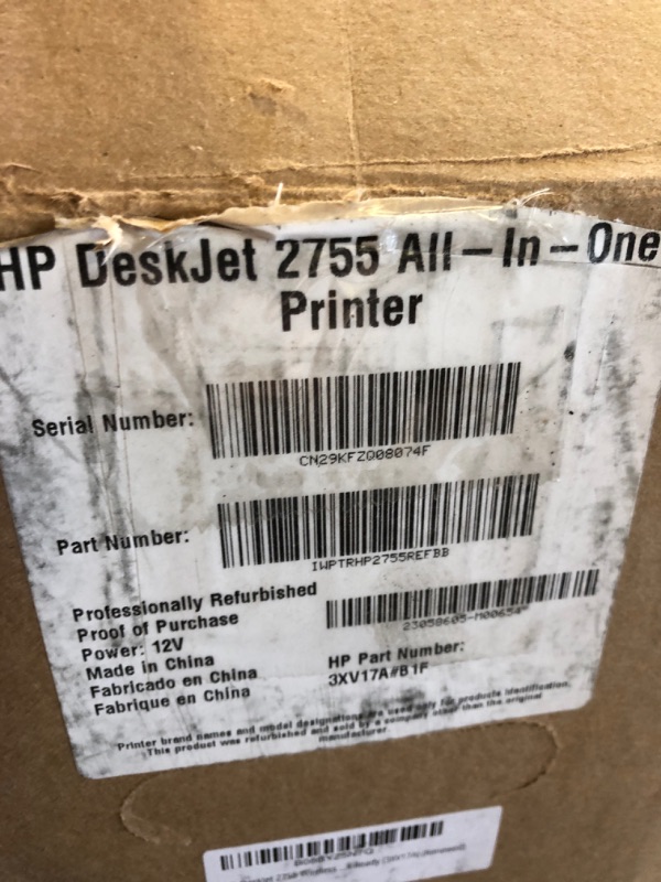 Photo 1 of HP DeskJet 2755 Wireless All-in-One Printer | Mobile Print, Scan & Copy | HP Instant Ink Ready (3XV17A) (Renewed)
