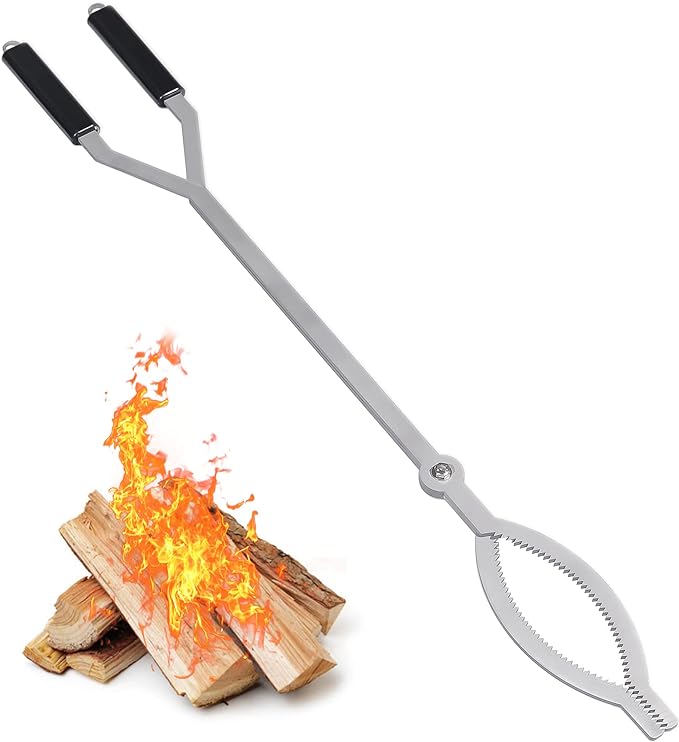 Photo 1 of 40" Fire Tongs Firewood Grabbers, Stainless Steel Large Fire Pit Tool Indoor Fireplace Outdoor Bonfire Campfire Backyard Deck Camping Log Grabbers Tool