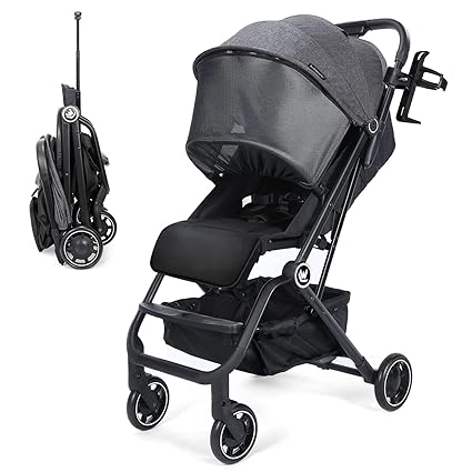 Photo 1 of Lightweight Baby Stroller, Compact Travel Stroller with Cup Holder & Sleep Shade, Oversize Basket, One Hand Easy Foldable Stroller for Airplane Travel and More
